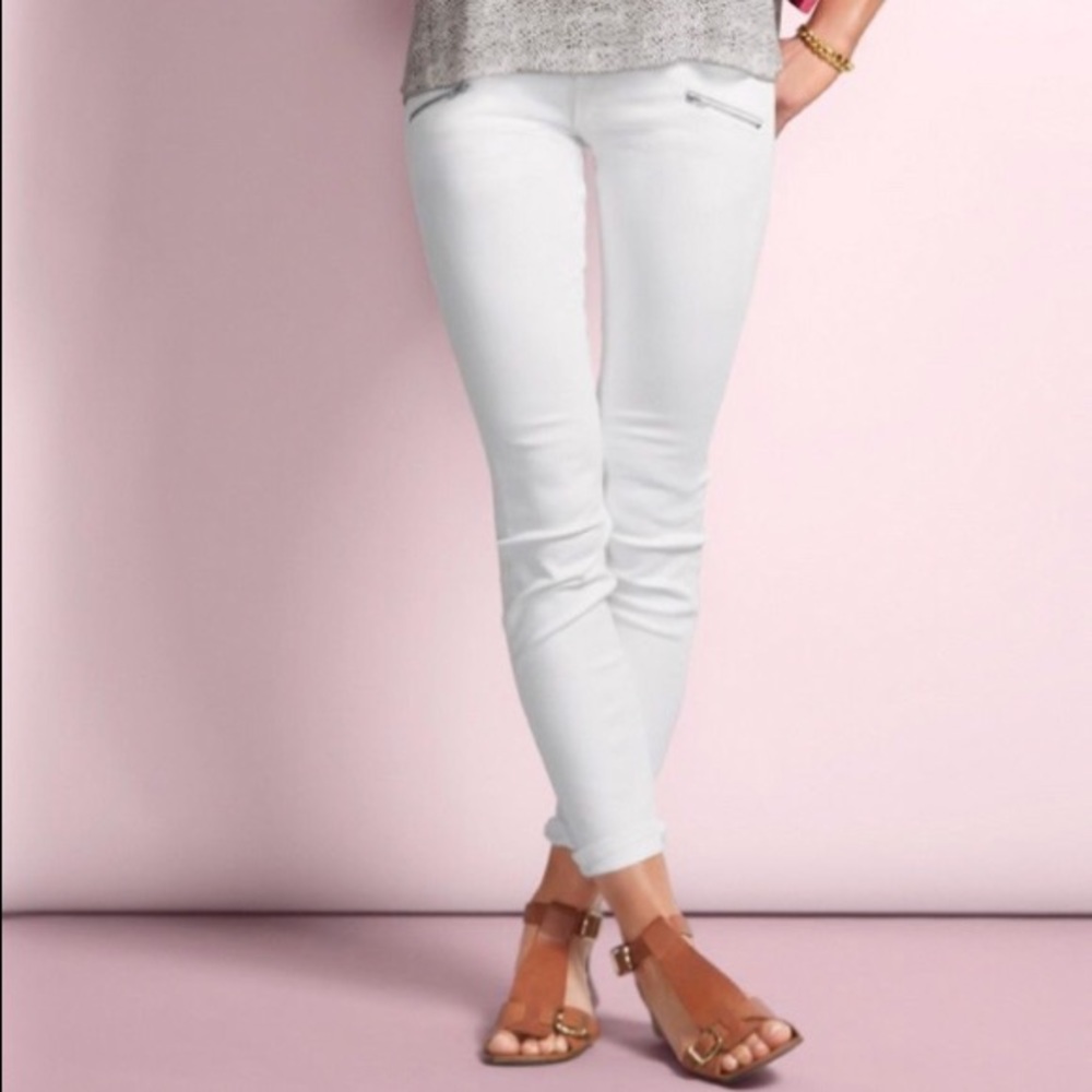 White denim. zip skinny cabi!